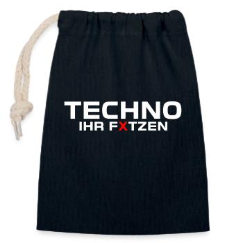 techno ihr fxtzen weiss - Verschließbarer Geschenkbeutel aus Baumwolle (14x20cm) - Navy - Vorne