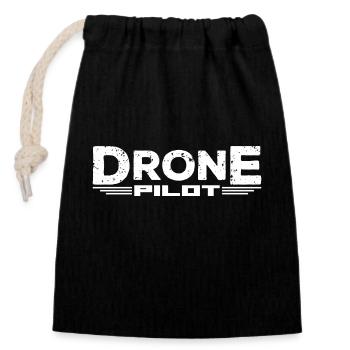 Drone Pilot - Verschließbarer Geschenkbeutel aus Baumwolle (14x20cm) - Schwarz - Vorne