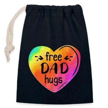 LGBTQIA LGBT Free Dad Hugs Rainbow Heart Gay Pride - Closable cotton gift bag (14x20cm) - navy - Front