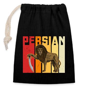 Persia Persian Lion Sun Iran History - Closable cotton gift bag (14x20cm) - black - Front