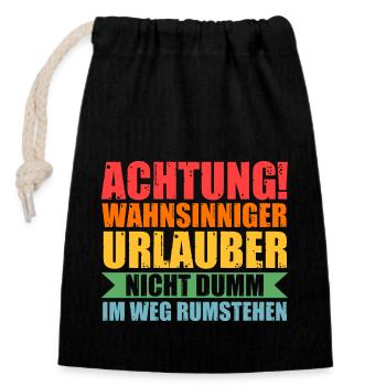Sommerurlaub Urlauber Urlaub - Verschließbarer Geschenkbeutel aus Baumwolle (14x20cm) - Schwarz - Vorne