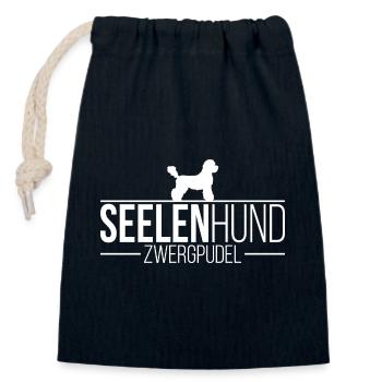 Zwergpudel Seelenhund Hunde Hund Wilsigns - Verschließbarer Geschenkbeutel aus Baumwolle (14x20cm) - Navy - Vorne