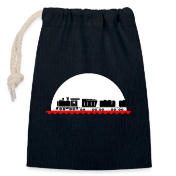 Eisenbahn Lokomotive Modeleisenbahn Zug - Verschließbarer Geschenkbeutel aus Baumwolle (14x20cm) - Navy - Vorne