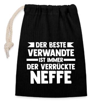 Onkel Tante Neffe - Verschließbarer Geschenkbeutel aus Baumwolle (14x20cm) - Schwarz - Vorne