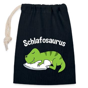 Schlafosaurus T-Rex Dinosaurier Schlafanzug Dino - Verschließbarer Geschenkbeutel aus Baumwolle (14x20cm) - Navy - Vorne