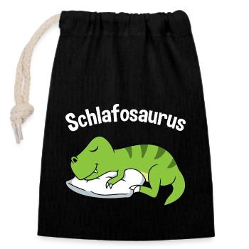 Schlafosaurus T-Rex Dinosaurier Schlafanzug Dino - Verschließbarer Geschenkbeutel aus Baumwolle (14x20cm) - Schwarz - Vorne