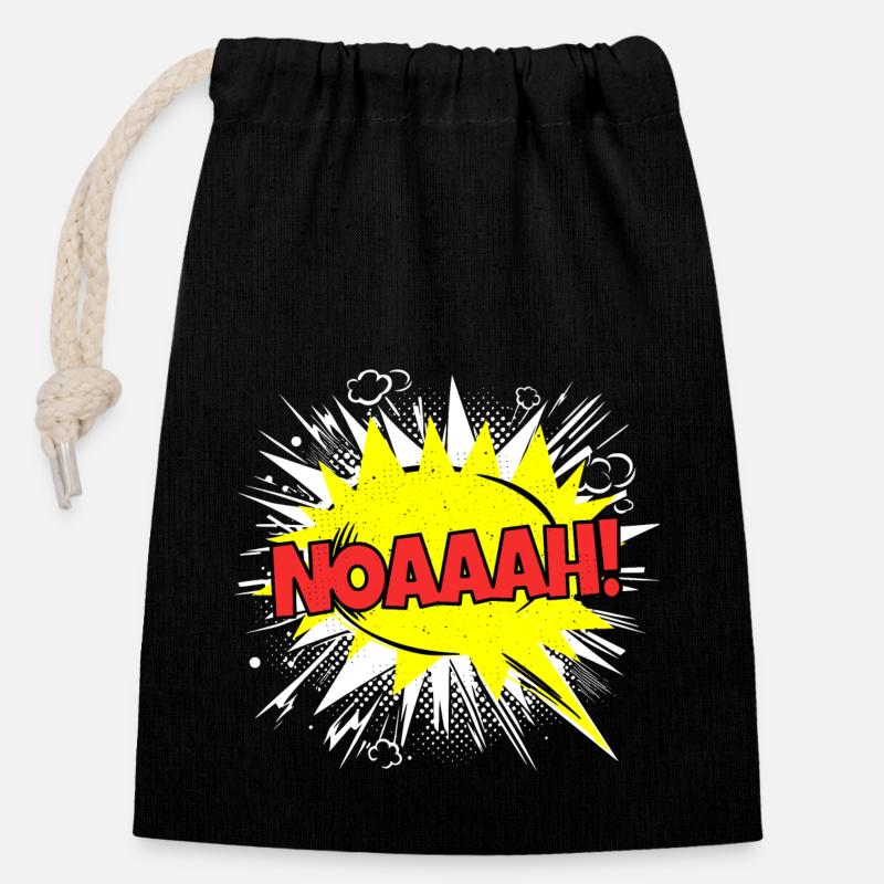 Noé nom drôle bulle de dialogue Noaaah ! - Sac cadeau en coton avec cordon (14 x 20 cm) - noir