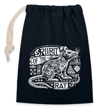 Ethno : Totem du Rat - Sac cadeau en coton avec cordon (14 x 20 cm) - bleu marine - Devant