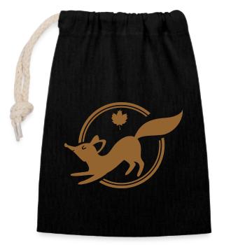 Fox - Animal, Zoo, Animal Lover, Nature Conservation - Closable cotton gift bag (14x20cm) - black - Front