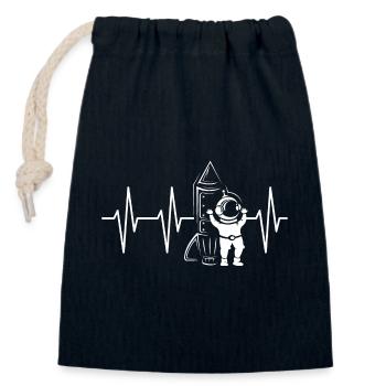 Rocketman Heartbeat Pulse Rocket Astronaut Symbol - Closable cotton gift bag (14x20cm) - navy - Front