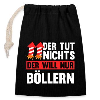 Neujahr Feuerwerk Silvester - Verschließbarer Geschenkbeutel aus Baumwolle (14x20cm) - Schwarz - Vorne