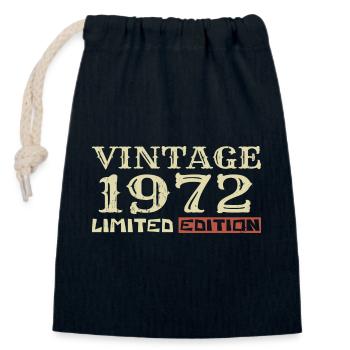 1972 Vintage: 52nd Anniversary Unique Retro Gift - Closable cotton gift bag (14x20cm) - navy - Front