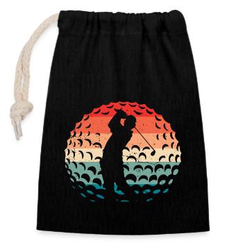 Golf Golfer - Closable cotton gift bag (14x20cm) - black - Front