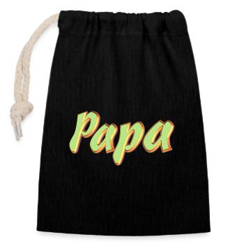Nom de l’animal Papa Style 3D - Sac cadeau en coton avec cordon (14 x 20 cm) - noir - Devant