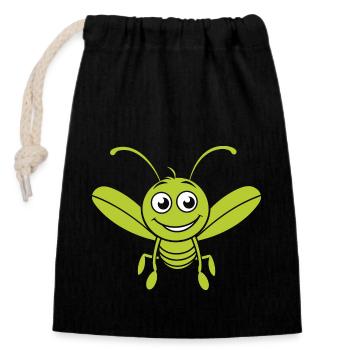 Grasshopper - Closable cotton gift bag (14x20cm) - black - Front
