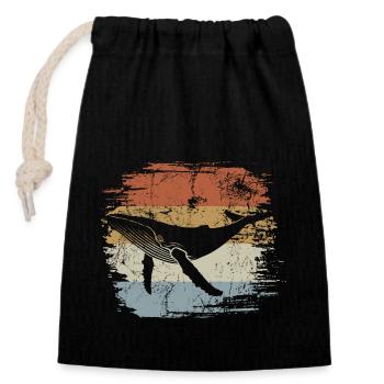 Baleine - baleine à bosse - rétro - cadeau - Sac cadeau en coton avec cordon (14 x 20 cm) - noir - Devant