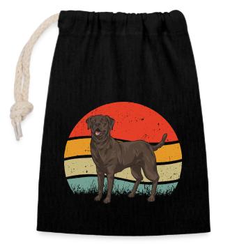 Schoko Brauner Labrador Retriever Hund - Verschließbarer Geschenkbeutel aus Baumwolle (14x20cm) - Schwarz - Vorne