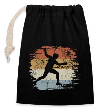 Retro - Vintage - Silhouette Fencing - Closable cotton gift bag (14x20cm) - black - Front