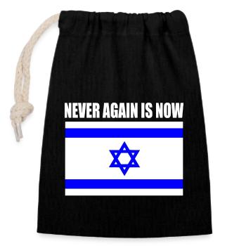 Never again is now - Sac cadeau en coton avec cordon (14 x 20 cm) - noir - Devant
