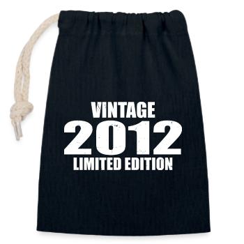 Millésime 2012 Anniversaire 2012 Rétro 2012 - Sac cadeau en coton avec cordon (14 x 20 cm) - bleu marine - Devant