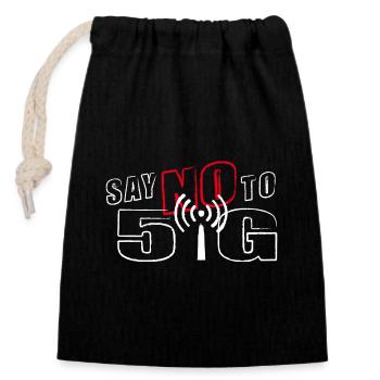 SAY NO TO 5G - Verschließbarer Geschenkbeutel aus Baumwolle (14x20cm) - Schwarz - Vorne