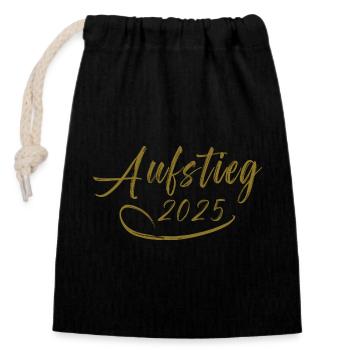 Aufsteiger 2025 Aufstiegstrikot Aufstieg 25 - Verschließbarer Geschenkbeutel aus Baumwolle (14x20cm) - Schwarz - Vorne