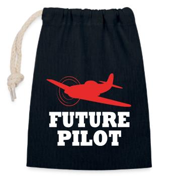 Pilote d’avion - Sac cadeau en coton avec cordon (14 x 20 cm) - bleu marine - Devant