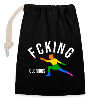 Fcking Glorious Fencer - Closable cotton gift bag (14x20cm) - black - Front