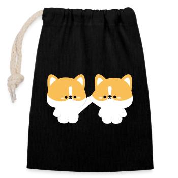 Corgi Couple - Closable cotton gift bag (14x20cm) - black - Front