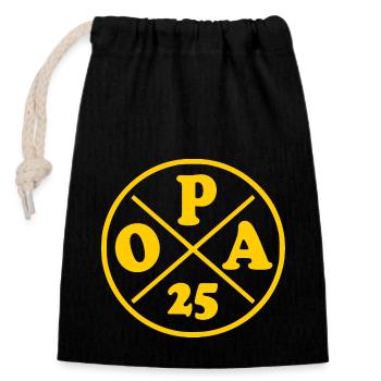 Opa 2025 - Verschließbarer Geschenkbeutel aus Baumwolle (14x20cm) - Schwarz - Vorne