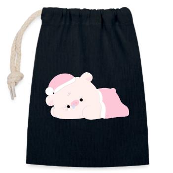 Tired Pig - Closable cotton gift bag (14x20cm) - navy - Front