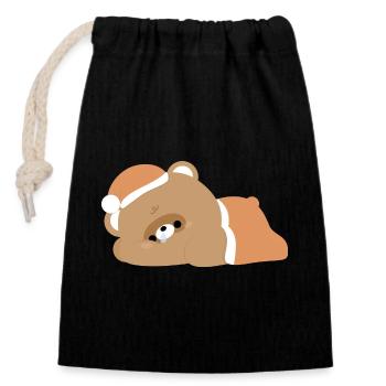 Castor fatigué - Sac cadeau en coton avec cordon (14 x 20 cm) - noir - Devant