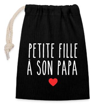 Fille à Papa Design Tendre et Complice pour Filles - Sac cadeau en coton avec cordon (14 x 20 cm) - noir - Devant