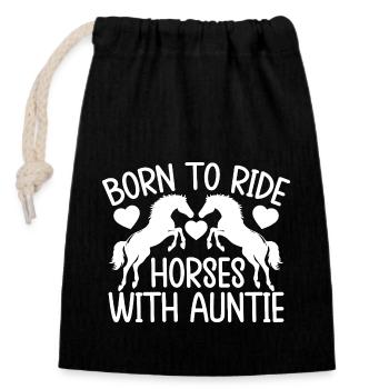 Horseback Riding Horses With Auntie Horse Rider - Verschließbarer Geschenkbeutel aus Baumwolle (14x20cm) - Schwarz - Vorne