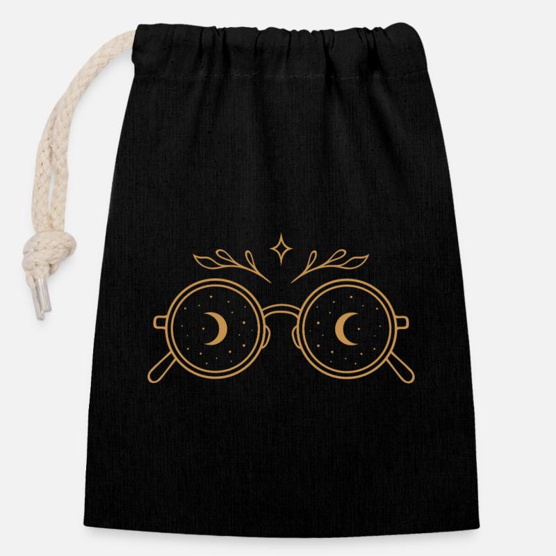 Lunettes sorcières avec lunes - Midsummer Vibes - Sac cadeau en coton avec cordon (14 x 20 cm) - noir