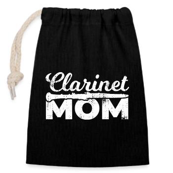 Clarinette maman - Sac cadeau en coton avec cordon (14 x 20 cm) - noir - Devant
