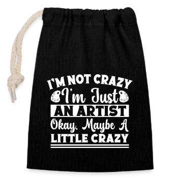 Peintre d’art drôle Pas fou juste un petit cadeau - Sac cadeau en coton avec cordon (14 x 20 cm) - noir - Devant