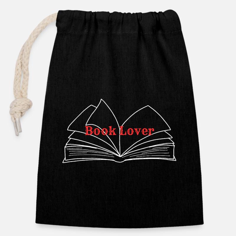 Book_lover - Closable cotton gift bag (14x20cm) - black