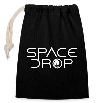 Space Drop - Verschließbarer Geschenkbeutel aus Baumwolle (14x20cm) - Schwarz - Vorne