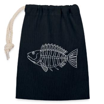 Fisch Shirt Fischmotiv,Angelbekleidung Geschenk - Verschließbarer Geschenkbeutel aus Baumwolle (14x20cm) - Navy - Vorne