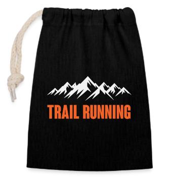 trail running - Closable cotton gift bag (14x20cm) - black - Front