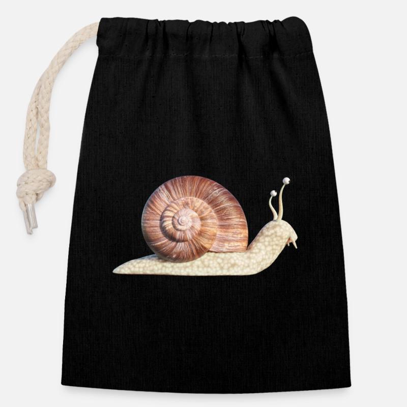 snail - Closable cotton gift bag (14x20cm) - black