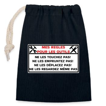 Outils - Sac cadeau en coton avec cordon (14 x 20 cm) - bleu marine - Devant
