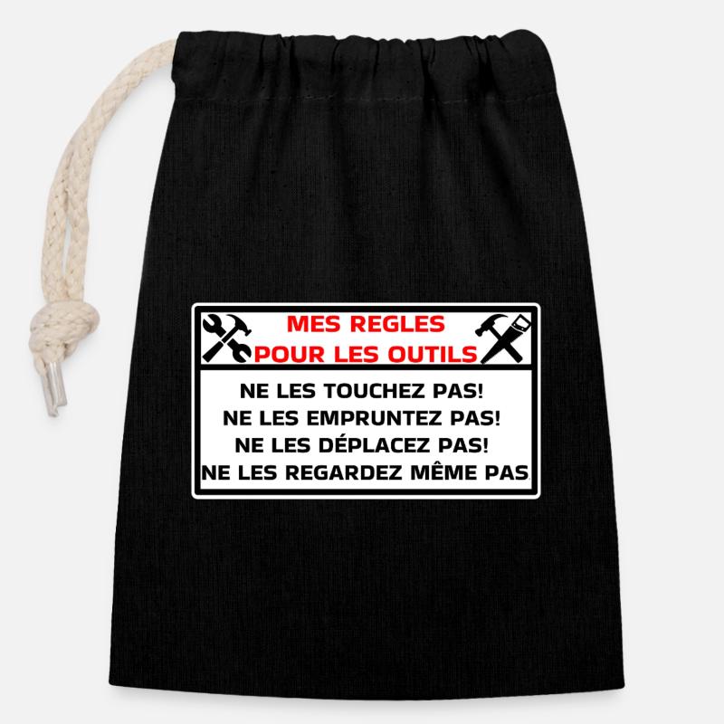 Outils - Sac cadeau en coton avec cordon (14 x 20 cm) - noir