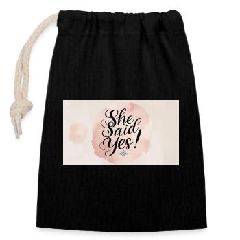 She Said Yes – Engagement Party Style - Closable cotton gift bag (14x20cm) - black - Front