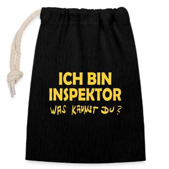 Beruf Inspektor - Verschließbarer Geschenkbeutel aus Baumwolle (14x20cm) - Schwarz - Vorne