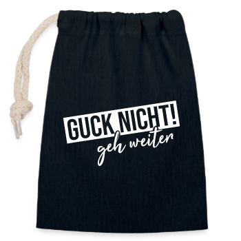 Guck nicht geh weiter - Verschließbarer Geschenkbeutel aus Baumwolle (14x20cm) - Navy - Vorne