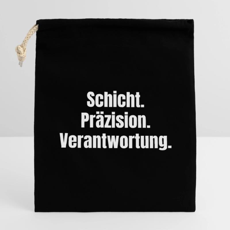 Layer. Precision. Responsibility. Closable cotton gift bag (14x20cm)