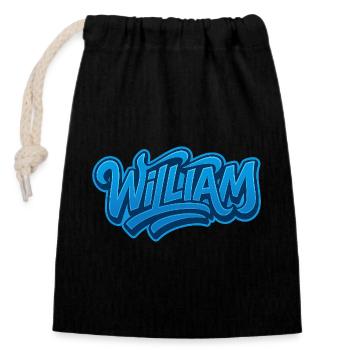 Graffiti  WILLIAM Prénom cadeau idéal imprimable s - Sac cadeau en coton avec cordon (14 x 20 cm) - noir - Devant