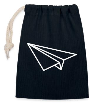 Art en ligne d’avions en papier - Sac cadeau en coton avec cordon (14 x 20 cm) - bleu marine - Devant